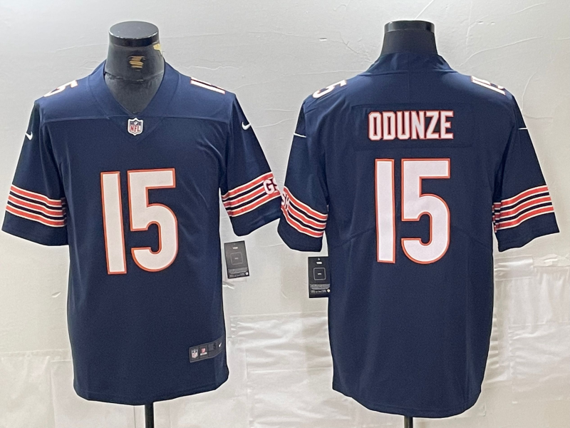 Men's Chicago Bears Rome Odunze #15 Navy 2024 NFL Draft First Round Pick Jersey